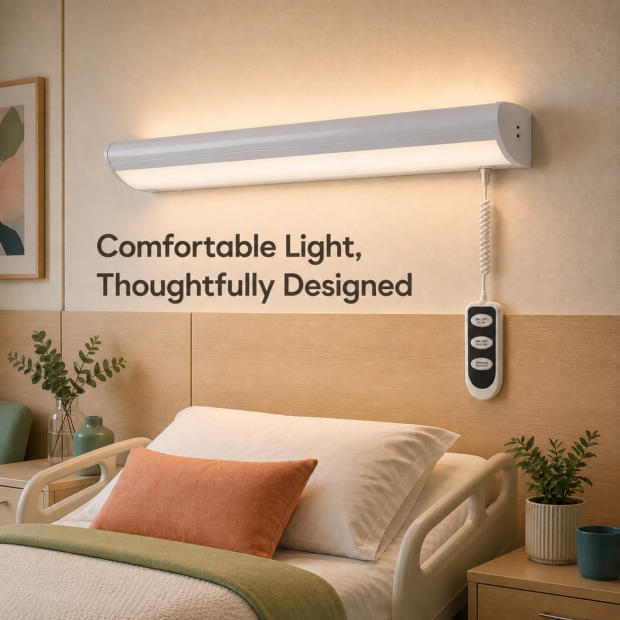 Wall-Mounted LED Overbed Light for Hospitals